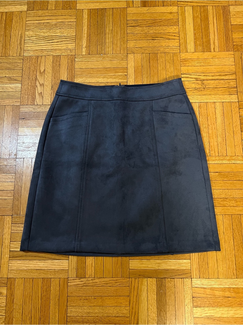 Office Chic LOFT Gray Blue Faux-Suede A-Line Mini Skirt size 0